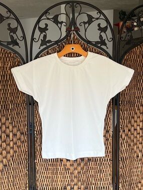 M MNG Cap Sleeve Blouse White Cotton